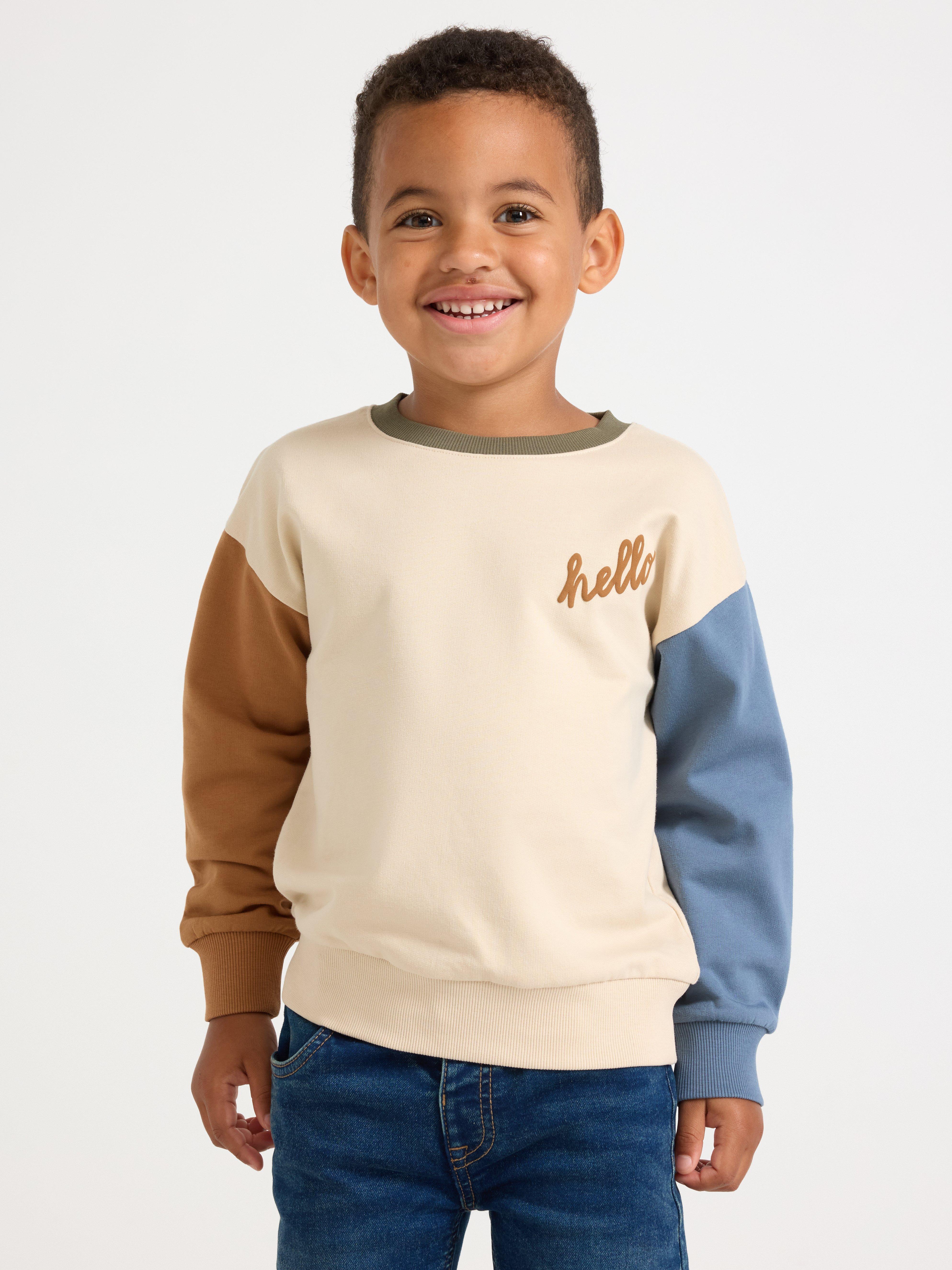 Sweatshirt med borstad insida Light Beige