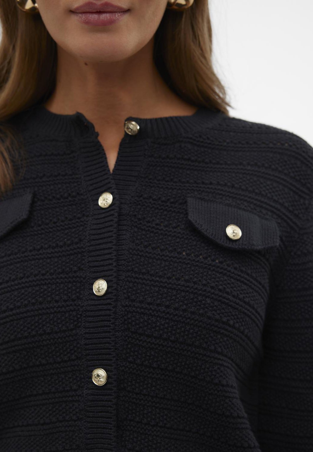 Vero Moda VMVIOLETTA BUTTON - Gilet - noir