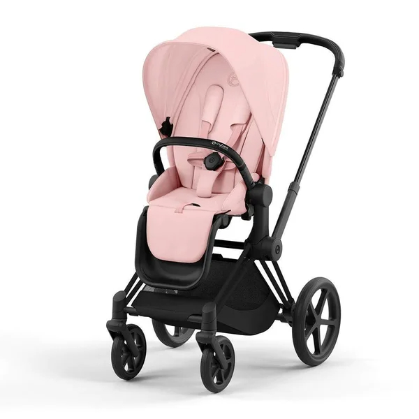 Cybex Priam V4 -rattaasetti persikanpunaisena, mattamustalla rungolla