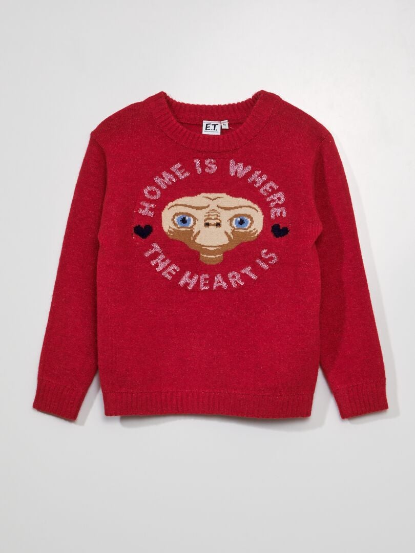 Sweter dzianinowy 'ET' - CZERWONY