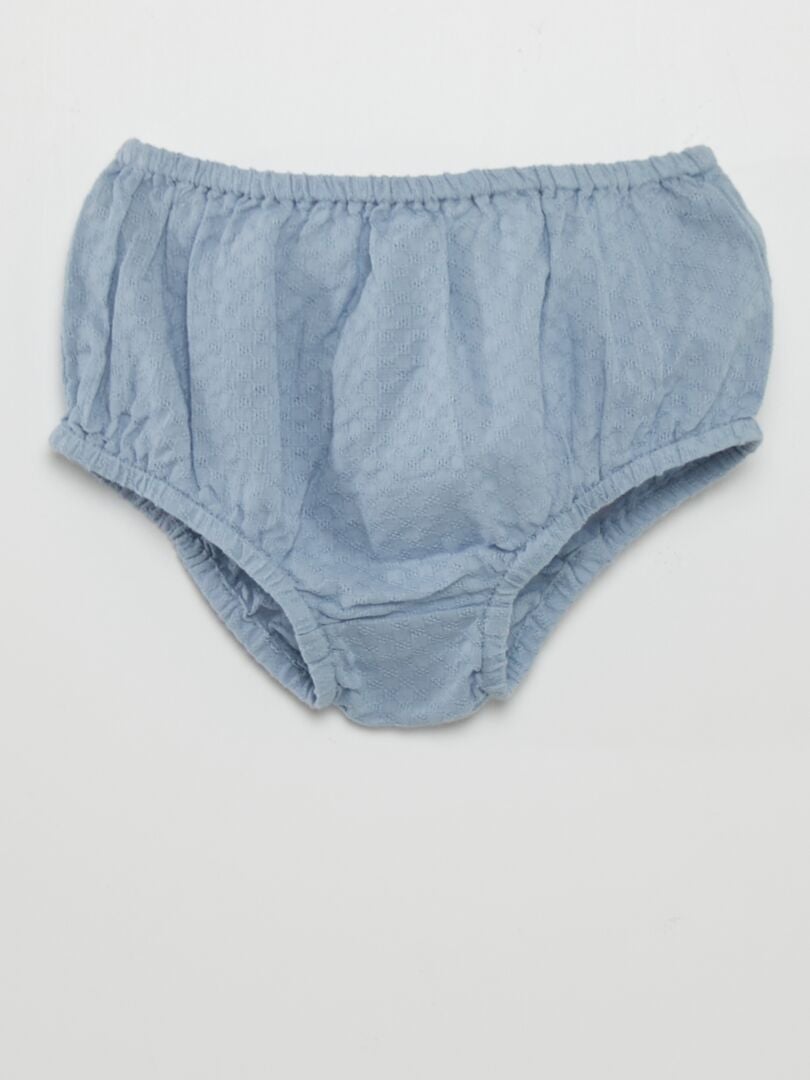 Vestido evasê com babados + Calça pantalona combinando - AZUL