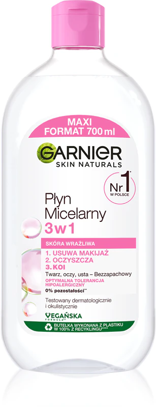 Água Micelar 3 em 1 Garnier Skin Naturals para pele sensível