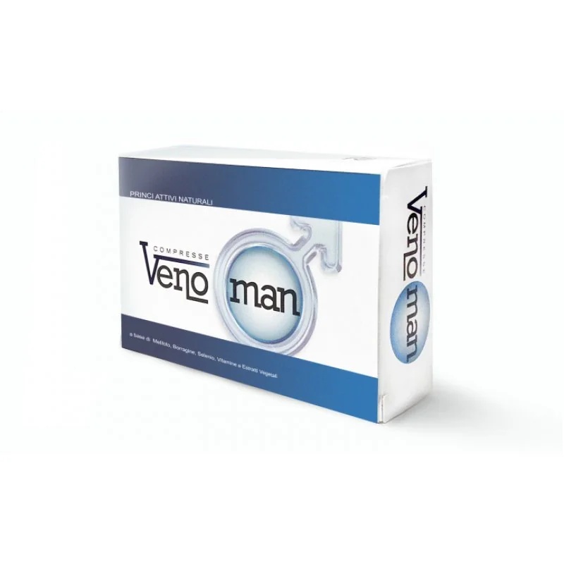 Veno Man voedingssupplement voor microcirculatie, 30 tabletten van 500 mg met plantenextracten.