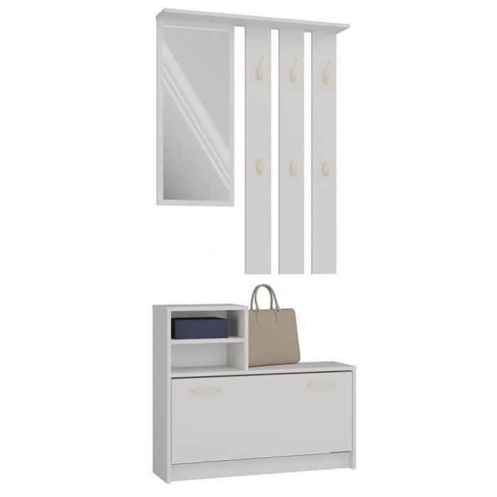 VITTORIA - Entryway Coat Rack - Wall-Mounted Coat Hook + Mirror + Shoe Storage - 180x85x24 - Entryway Furniture - Beige