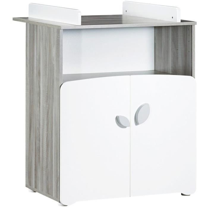 Chambre bébé duo Leaf: lit 120x60, commode à langer - Babyprice - Blanc