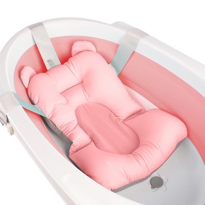 Bañera para bebé - MIPAN - Bañera independiente para bebé - Estructura integrada - Portátil - Antideslizante - Para bebés de 3 meses - Rosa