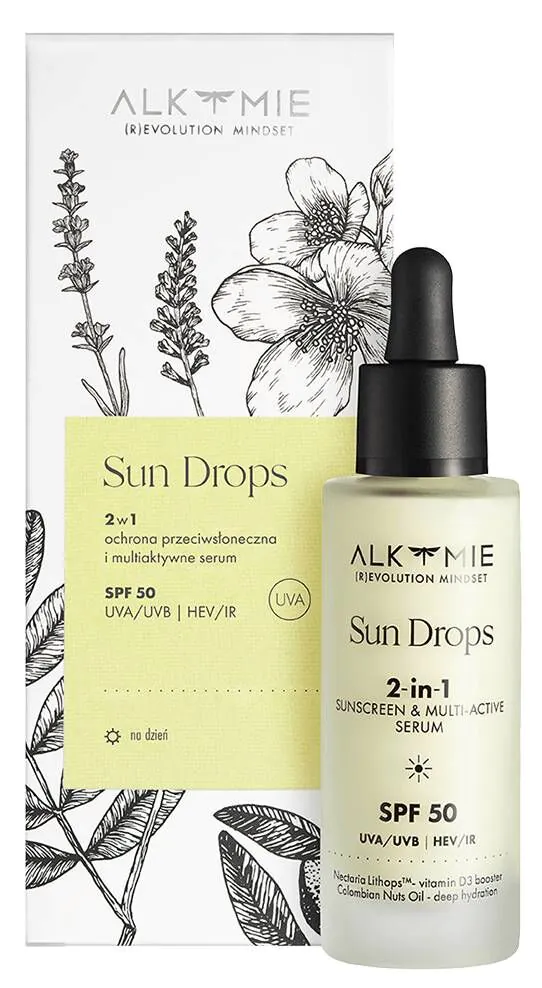 Alkmie Sun Drops SPF 50 2w1 Ochrona Przeciwsłoneczna i Multiaktywne serum