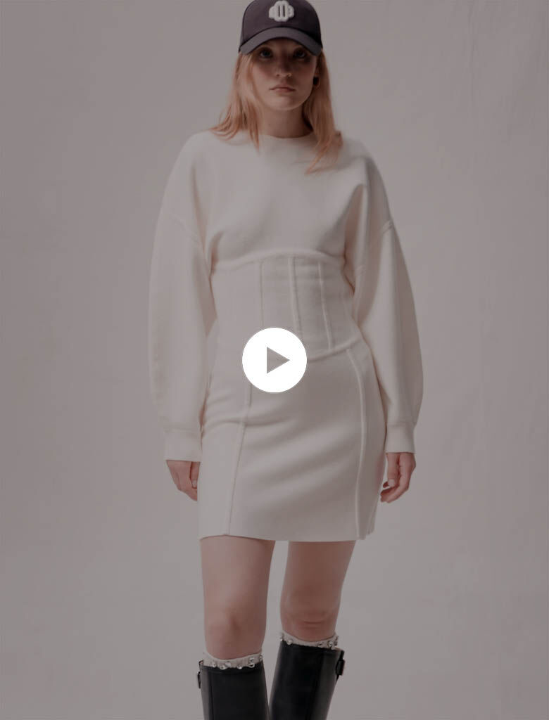 Jerseyjurk met korseteffect - Gebroken wit