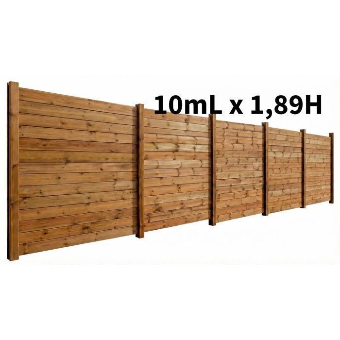 Kit clôture bois 10 ml - Hauteur 1,89 m - Pin du Nord de Finlande traité autoclave classe 4