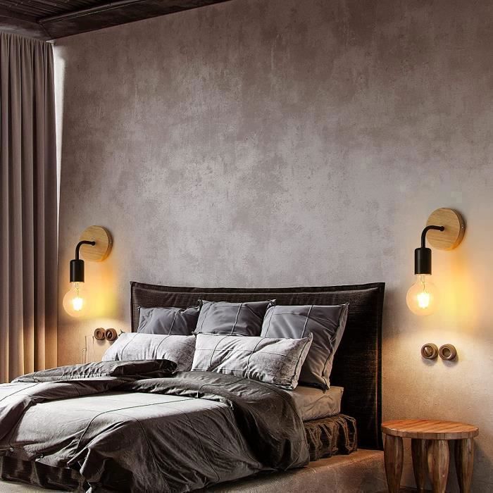 DELIPOP LED-wandlampenset van 2, moderne zwarte nachtlampjes voor slaapkamer, woonkamer en hal (lampen niet inbegrepen)