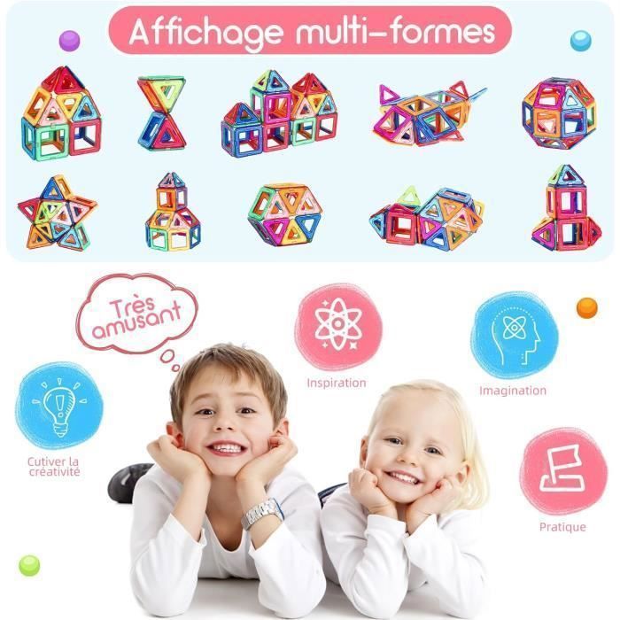 Conjunto de construção - GENOSSEN - 50 peças - Blocos magnéticos - Educativo - Multicolorido
