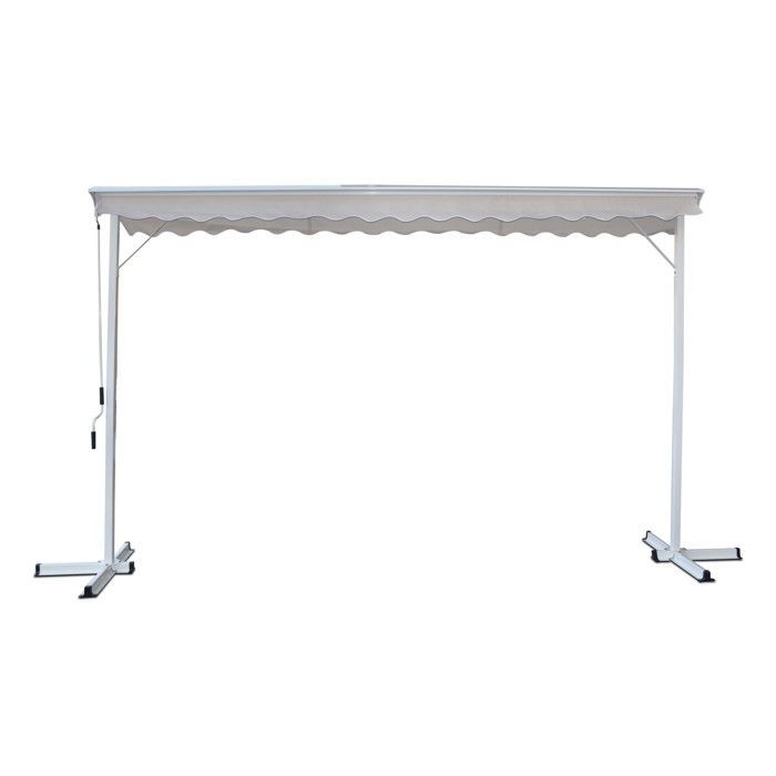 Store double pente avec coffre 3 x 4 m en aluminium écru - Oviala