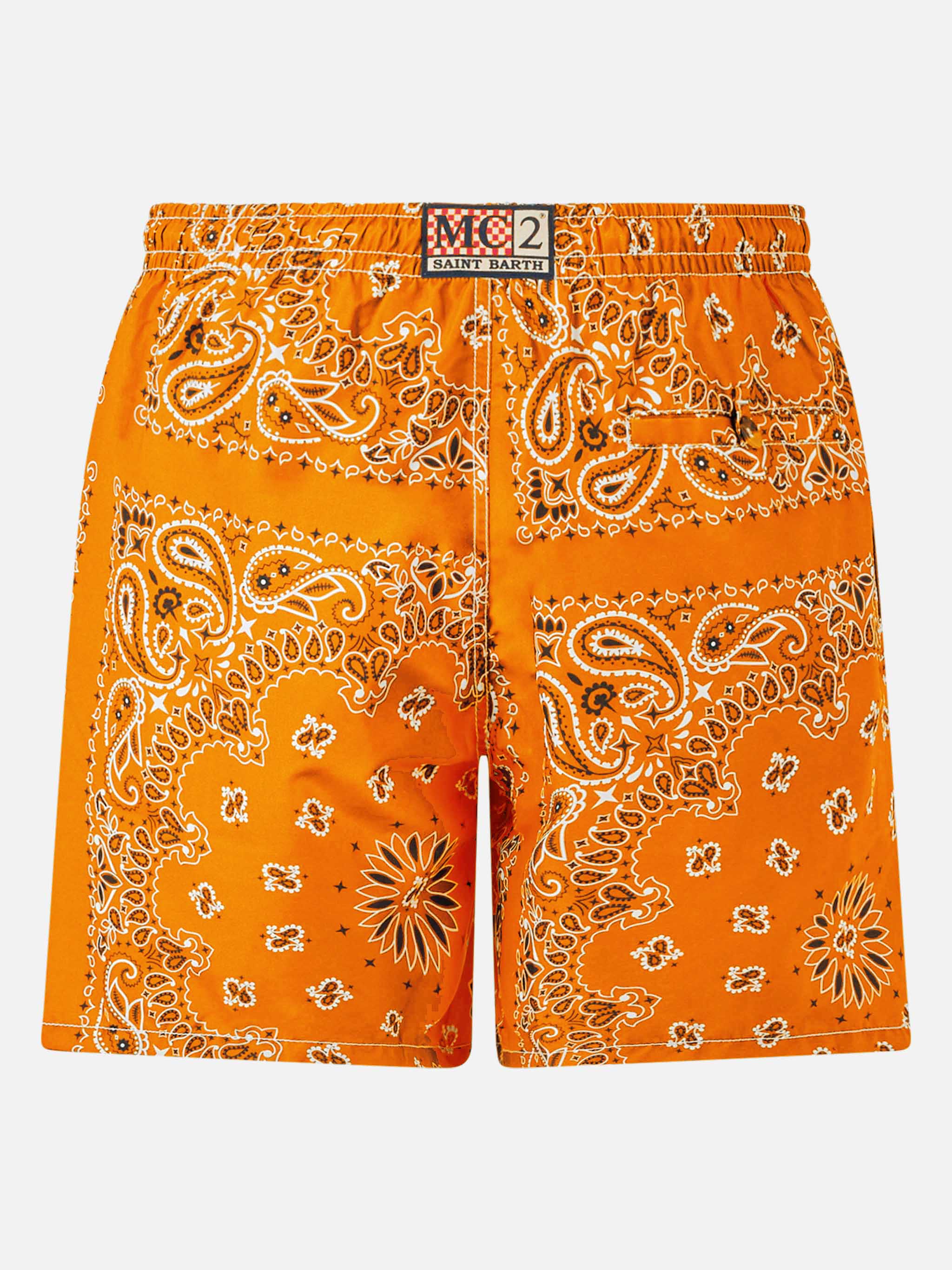 Herenzwempak met oranje bandana-print