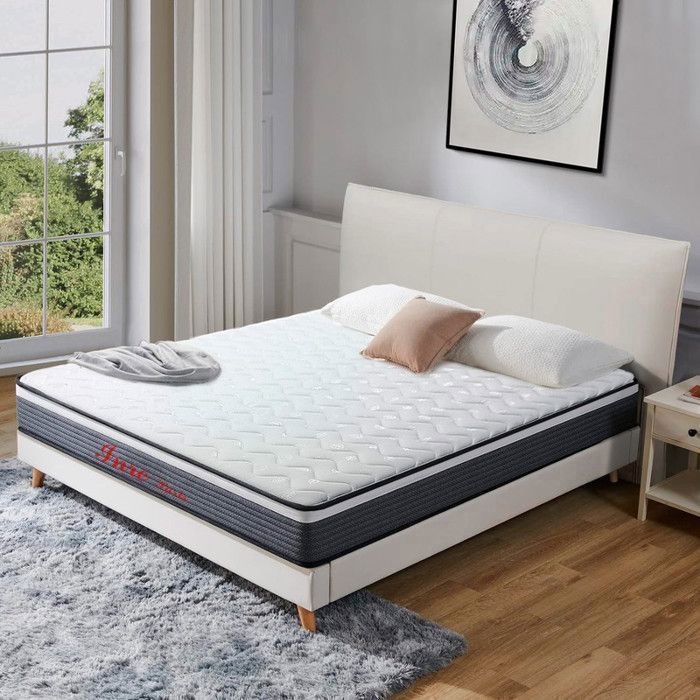 Colchón INRE de espuma viscoelástica de 140x200 cm, 20 cm de grosor, firmeza óptima, 7 zonas ergonómicas.