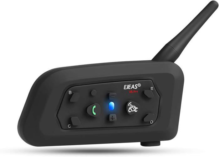 Motorcycle Intercom - V6 Pro - Bluetooth 3.0 - 12-hour Battery Life - Connects 6 Riders