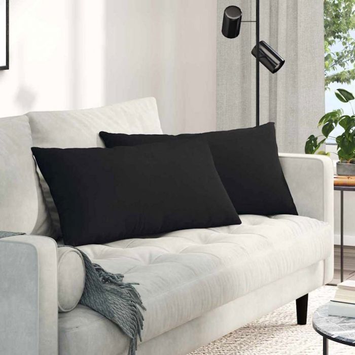 Bankkussens - VIDAXL - 80 x 40 cm - Zwart - Set van 2 - Afneembare hoezen