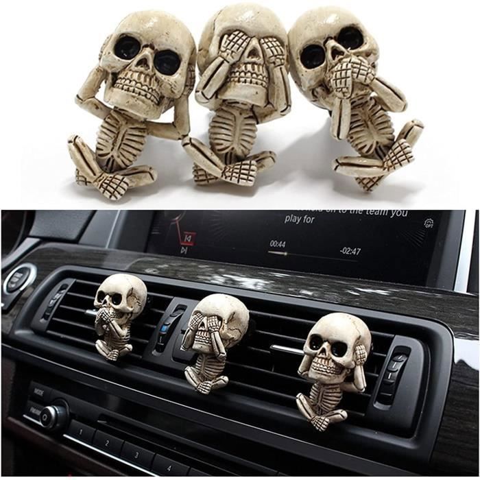 Ambientador perfumado para coche, accesorio para el interior, decoración de esqueleto de Halloween, 3 unidades, ambientador para coche
