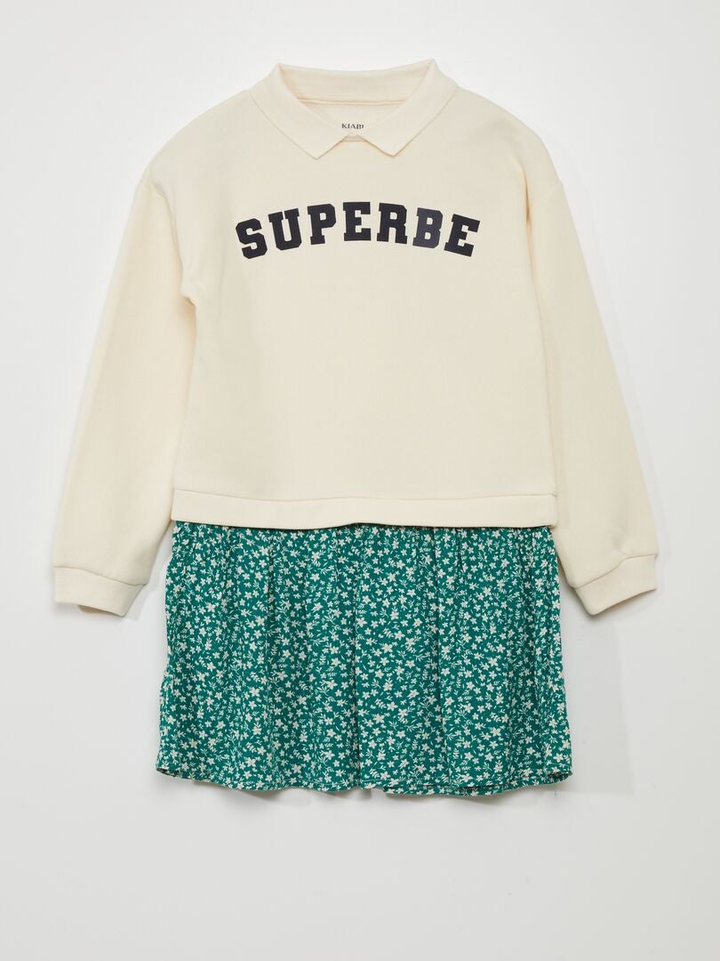 Vestido moletom estampado 2 em 1 - BRANCO
