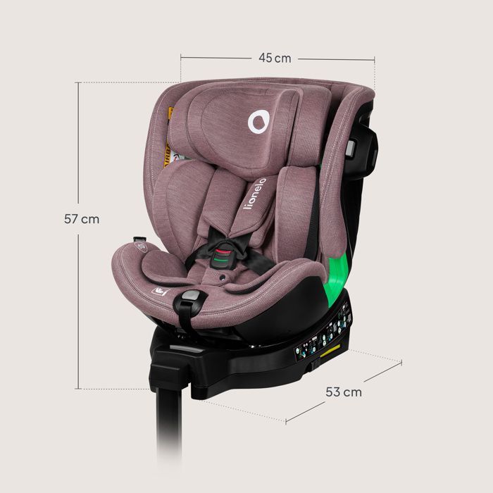 Silla de coche convertible LIONELO Harmony iSize 40-150cm - Giro 360° - ISOFIX - 60% bambú - Grupo 0+/1/2/3 - Rosa