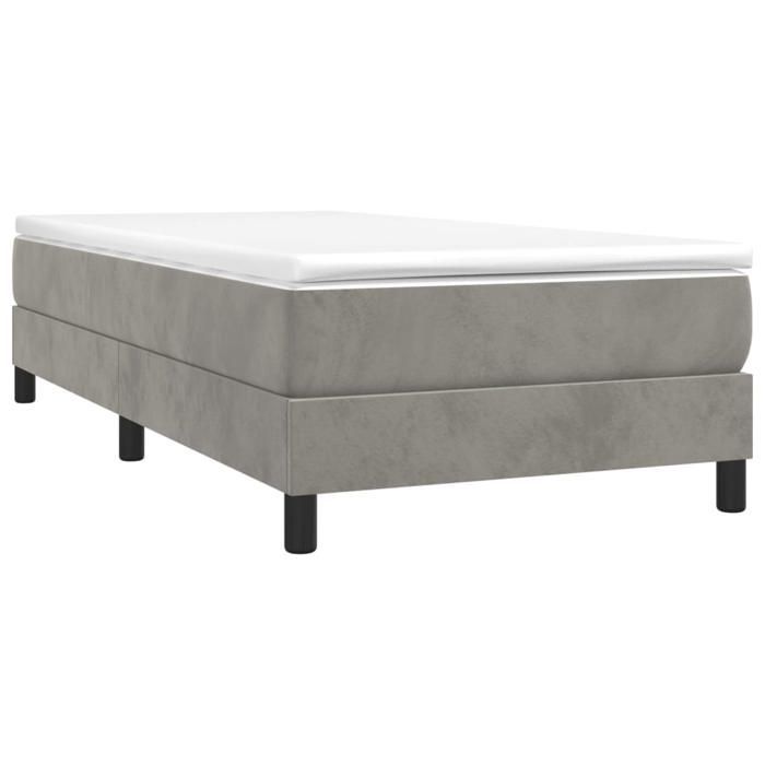 Struttura letto con materasso - Maison Exclusive - Velluto grigio chiaro - 80x200 cm - Massimo relax