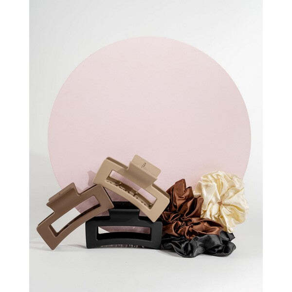 Brushworks set met natuurlijke haarclips en haarelastiekjes