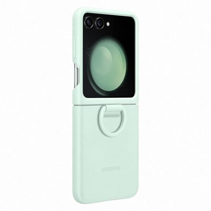 Coque et étui téléphone mobile Samsung Coque silicone avec anneau Z Flip 5 Vert d''eau