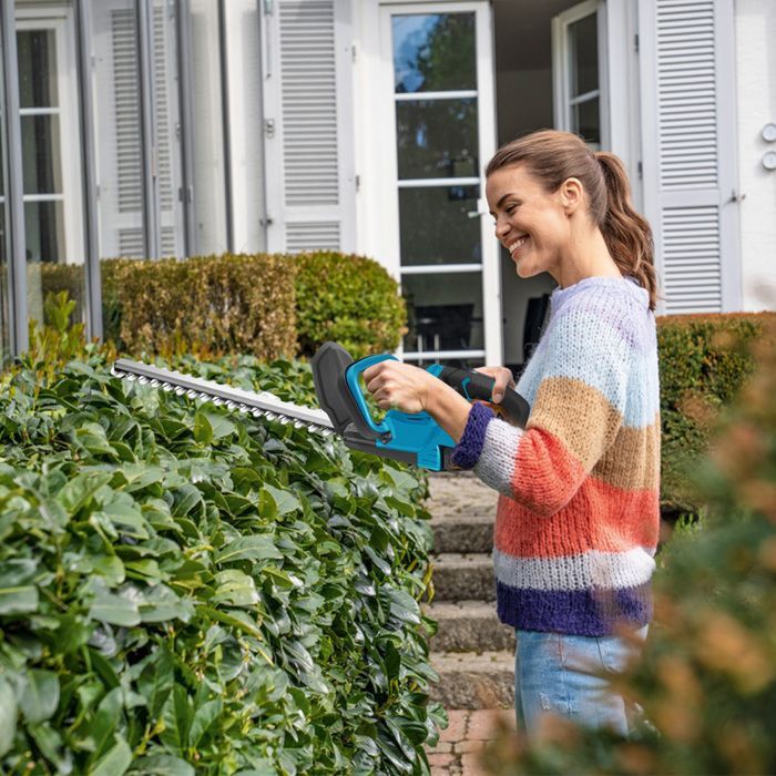 Taille-haie sans fil 21V avec 2 batteries, moteur sans balais, vitesse : 2000RPM, puissance : 800W pour tailler les arbres,