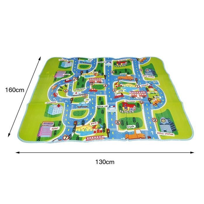 Alfombra de juegos infantil con pista de coches - XUANYU - 160 x 130 cm - Verde - Respetuosa con el medio ambiente