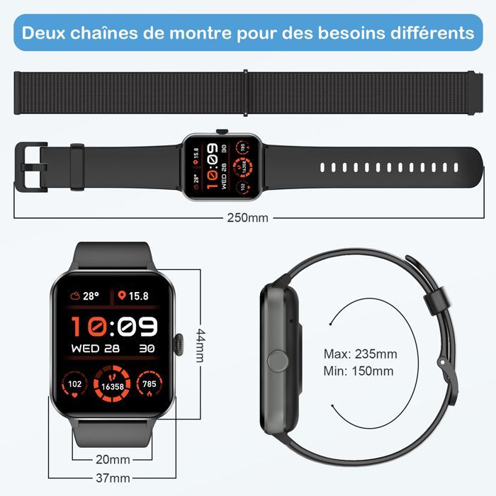 Smartwatch for Men and Women compatible with Samsung, iPhone, and Android, 1.85