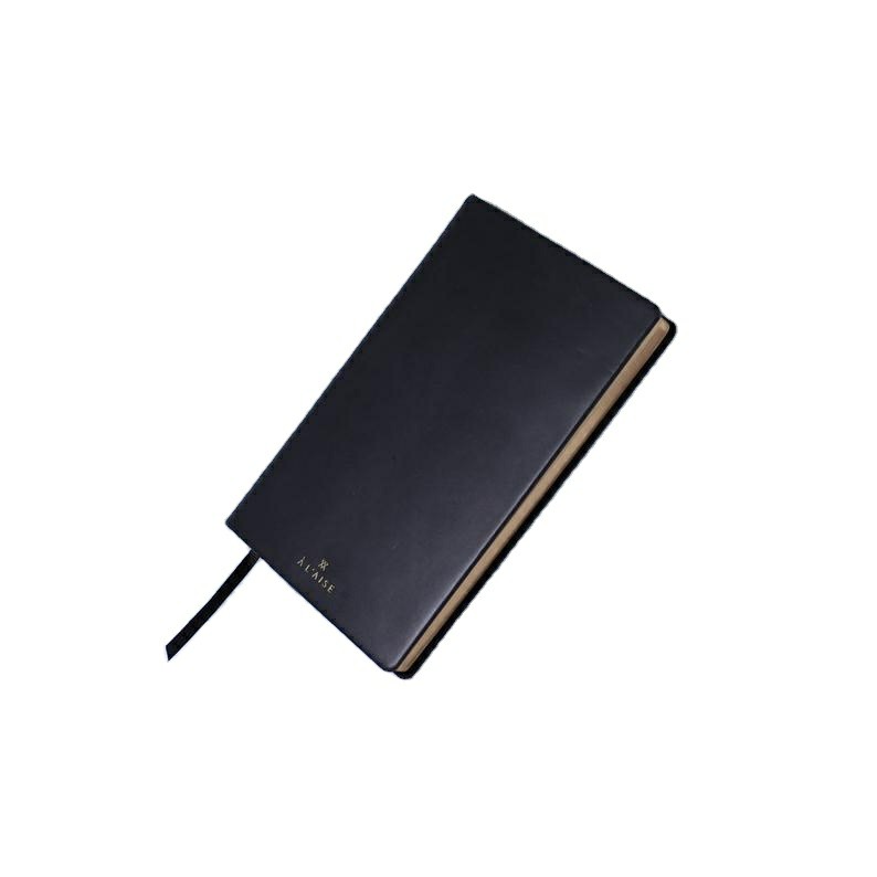 Quaderno di lusso personalizzato con logo stampato, in morbida pelle PU nera, formato A5