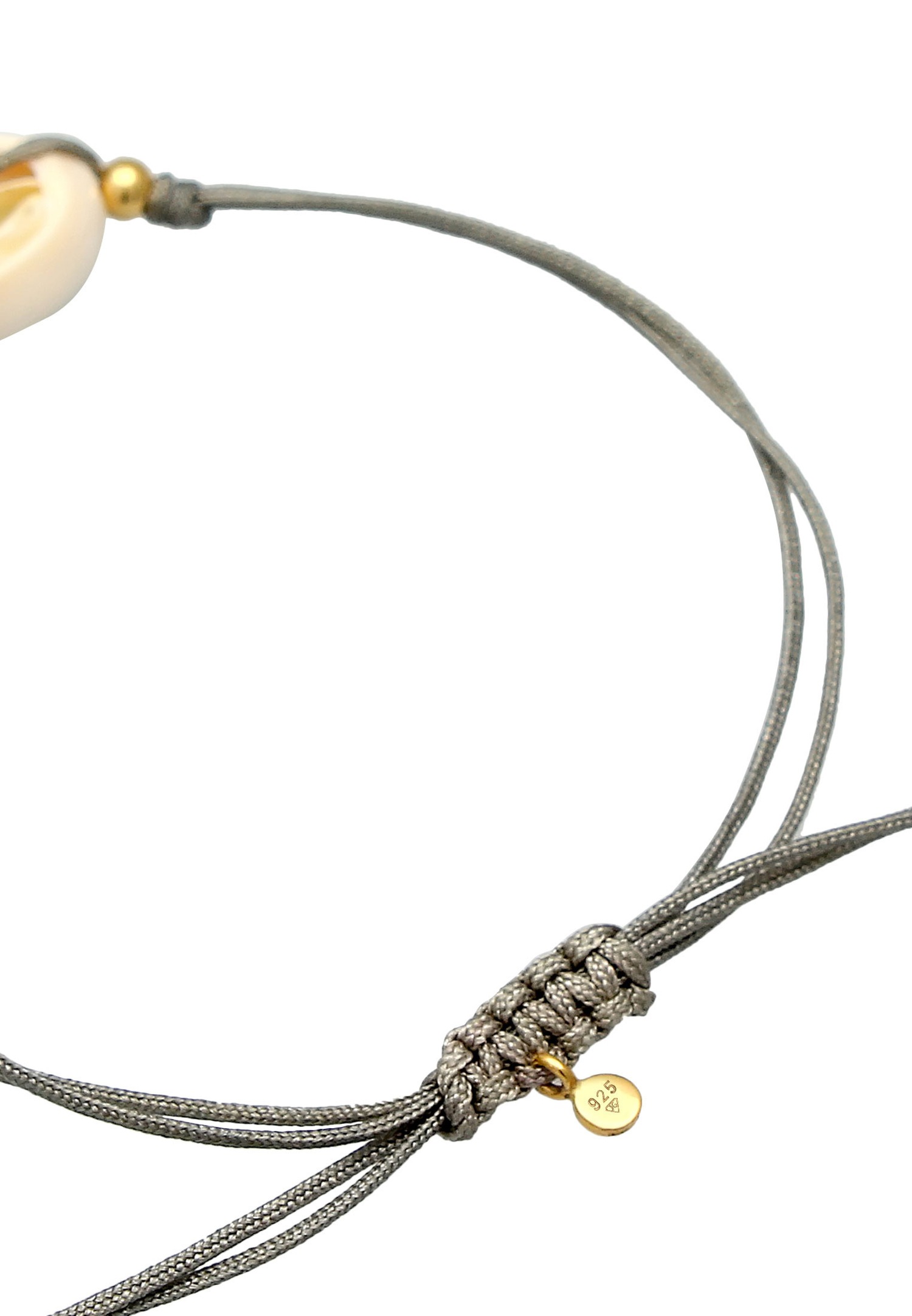 Elli Femmes Kauri Shell Sea Nylon Trend Ajustable en argent sterling 925 plaqué or