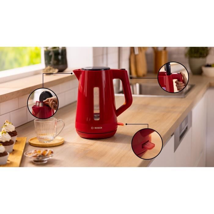 Waterkoker - BOSCH - TWK1M124 MyMoment - Rood - Inhoud 1,7 liter - 360° draaibare voet - kalkfilter
