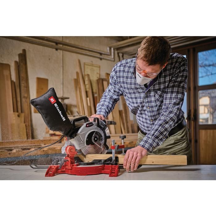 Einhell Scie à onglet TC-MS 2112 (1600 W, Largeur de coupe maximale : 120 mm, Table pivotante, Tête de scie inclinable)