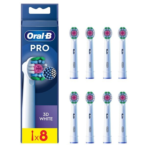 Oral-B Pro 3D White Opzetborstels<br>šmaikštus, 8 stukai