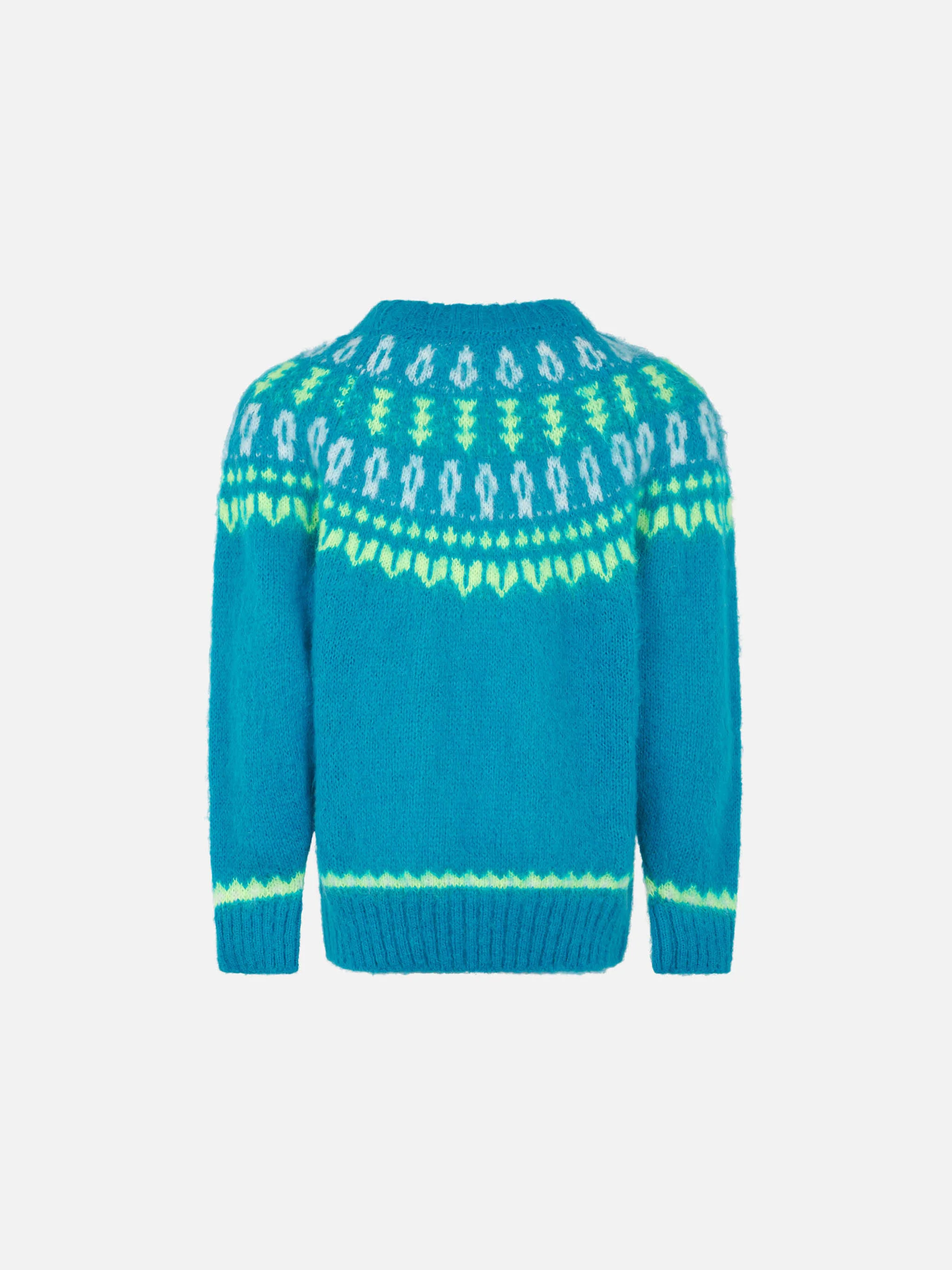 Maglione garzato da bambina con jacquard nordico