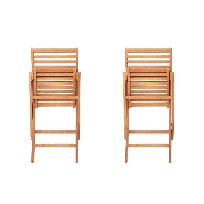 Lot de 2 chaises de jardin pliantes - EDEN - Bois Eucalyptus FSC - 57,5 x 46,5 x H90 cm