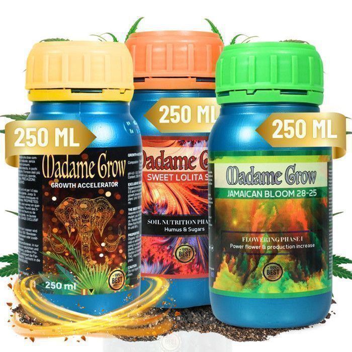 MADAME GROW - Kit de croissance de base pour la nutrition et la floraison des plantes saines avec des engrais naturels (3x250 ml).
