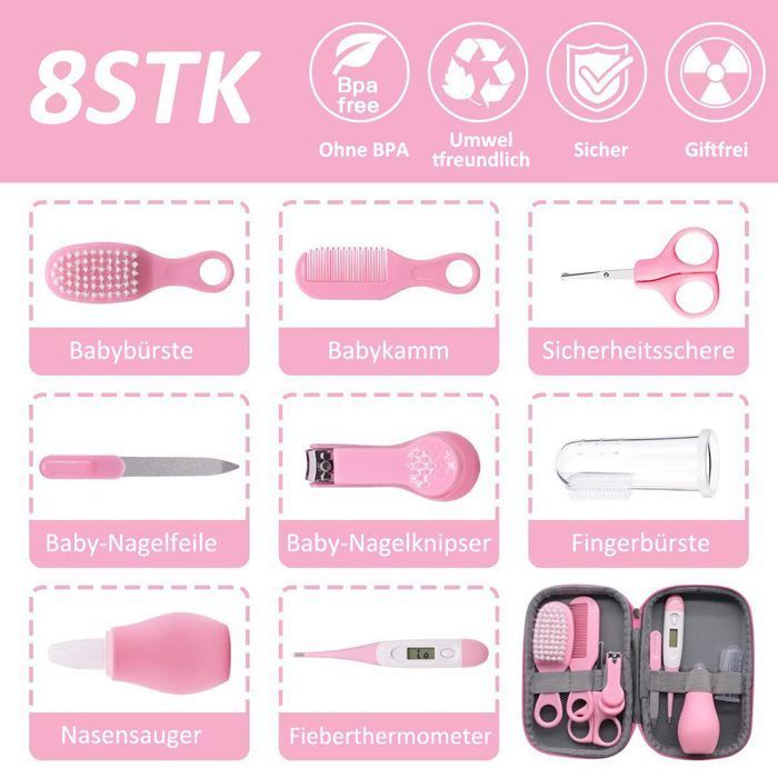 Les soins de bébé-Set de 8 pièces Babypflegen pour Bébé, nouveau-né, de Maintenir Set, 1 pièces., Produits de toilette p Étiquette