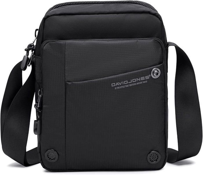 Borsa a tracolla - David Jones - Borsa a tracolla da uomo in nylon - Nera