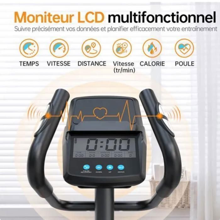 Vélo elliptique - JOROTO - YED40 - Pliable - 8 niveaux résistance magnétique - Roulette d'inertie 7 kg