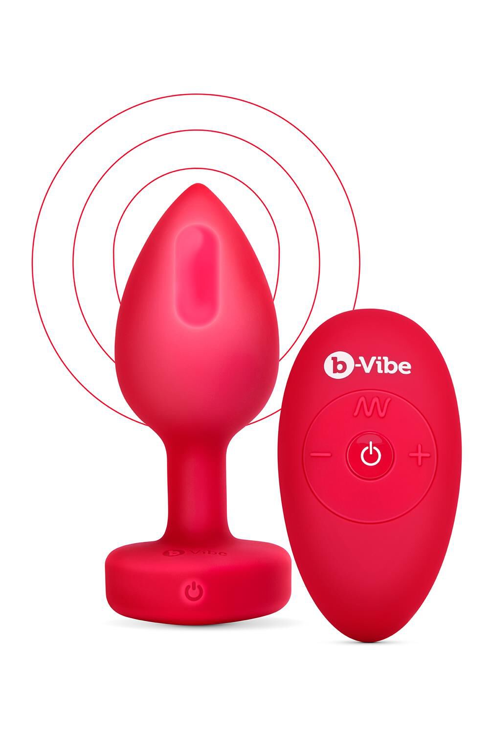B-Vibe Plug vibrante in forma di cuore M/L Rot