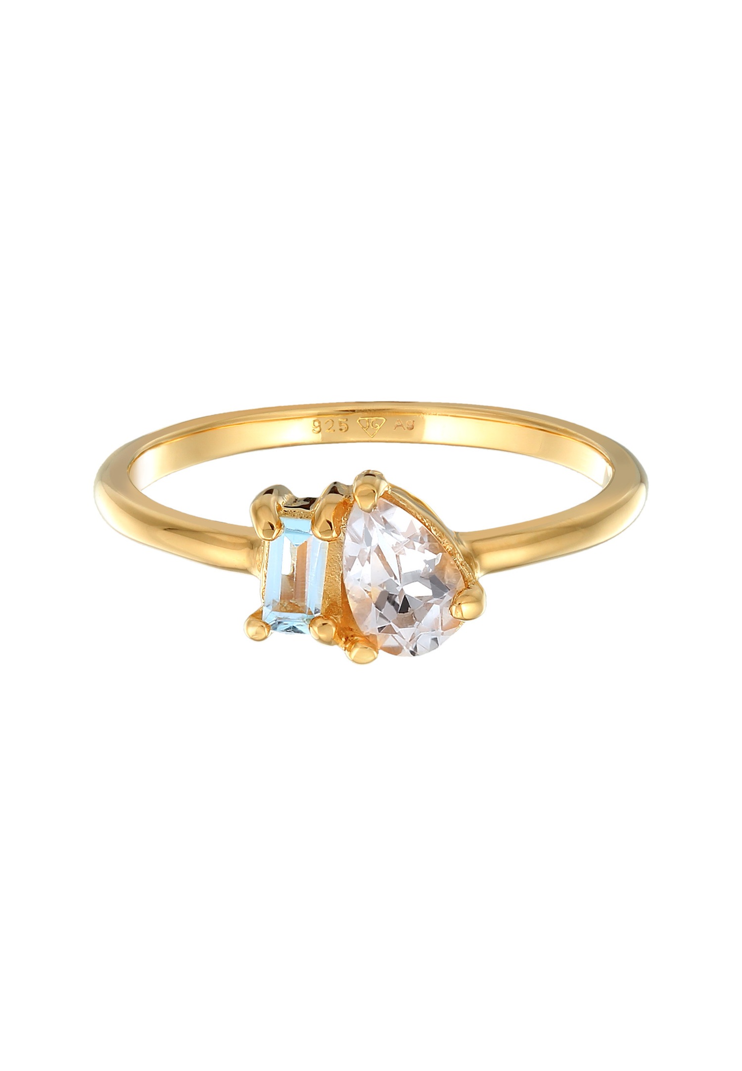 Elli PREMIUM Elli PREMIUM Bague Femmes Goutte élégante avec topaze pierre précieuse en argent sterling 925 plaqué or