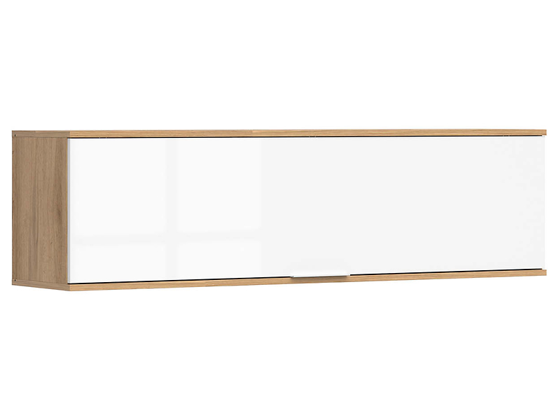 Szafka wisząca Zele 135 cm uchylna dąb wotan/biały połysk