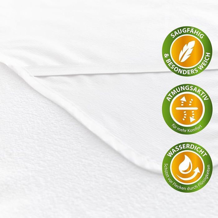 1 protetor de colchão impermeável 90x200 cm com certificação Oeko-TEX, impermeável e respirável.