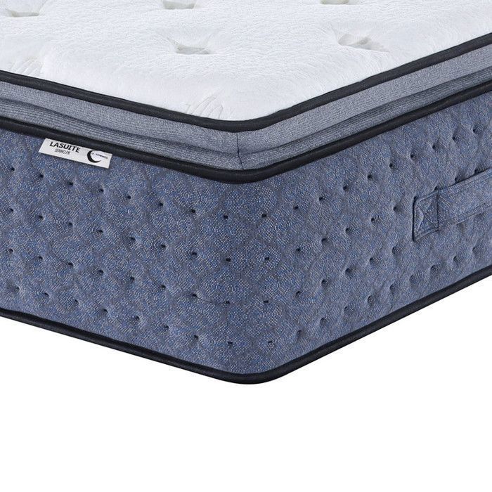 Matelas 180x200 cm ep 35 cm ressorts ensachés 3 zones + mousse mémoire, coutil bambou, bords renforcés - LASUITE