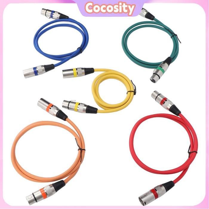 Cable de micrófono XLR a XLR Cocosity, cable de micrófono XLR a XLR con código de colores para una fácil gestión de cables, micrófono para proyector