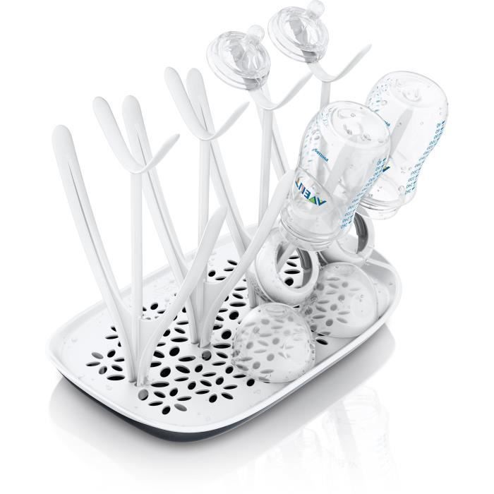 Portabiberon e tettarelle asciuga-tettarelle - PHILIPS AVENT - Vaschetta raccogligocce rimovibile - Bianco/Grigio