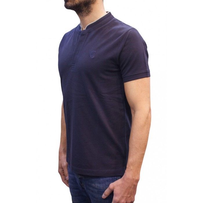 Cerruti 1881 Polo col mao manches courtes New Firenza Bleu Marine Homme