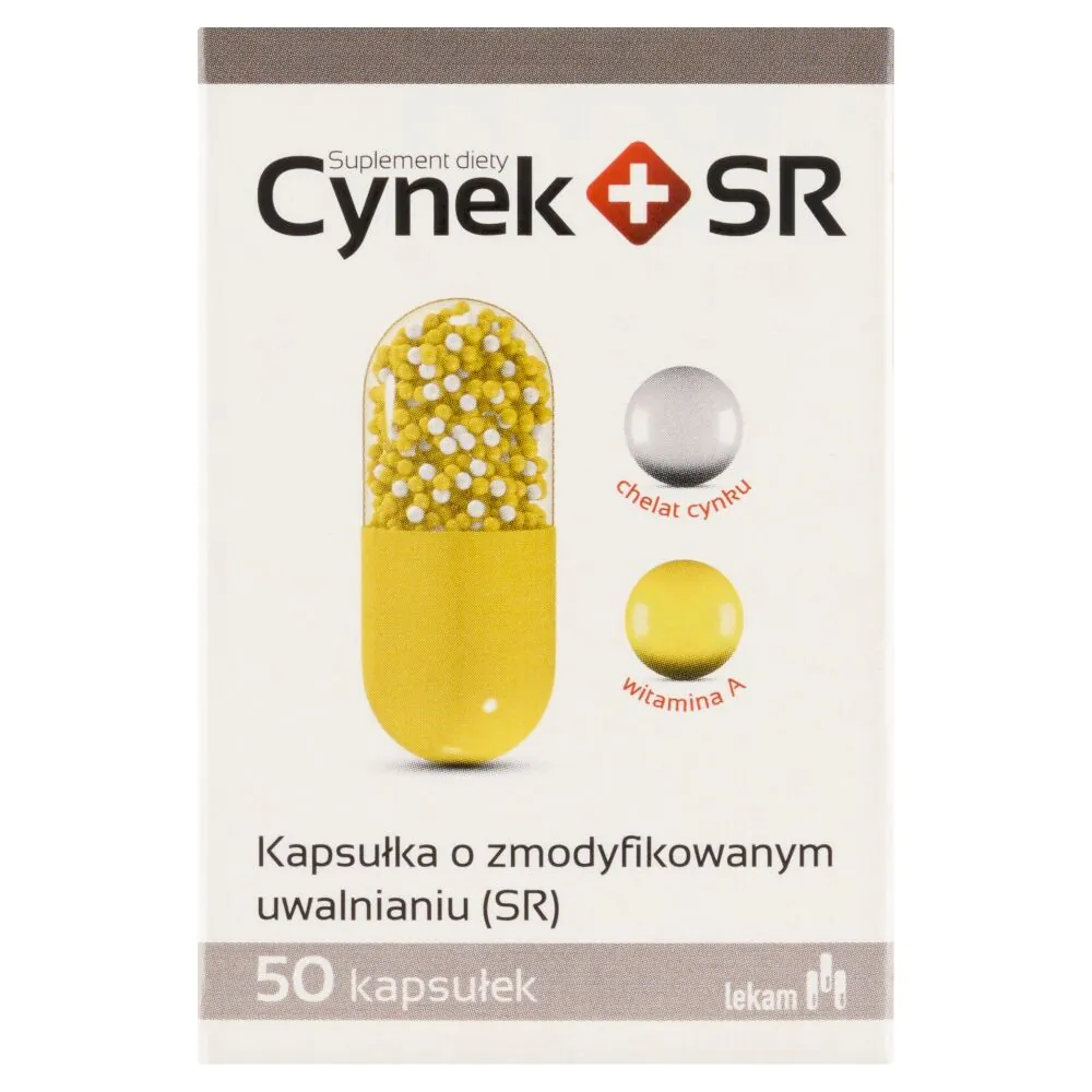 Cynek+SR, Suplement diety z cynkiem i witaminą A, Kapsułki