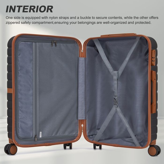 Maleta de viaje grande Kono de 76,5 x 50,5 x 29 cm, ABS+PC, carcasa rígida, 4 ruedas y cerradura, carrito de viaje, 94 L, color negro.